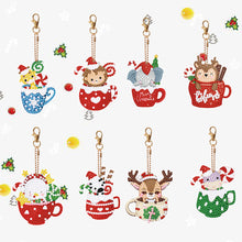 Load image into Gallery viewer, 8PCS Rhinestone Painting Pendant Double Sided (Xmas Hat Cup Animal)