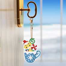 Load image into Gallery viewer, 8PCS Rhinestone Painting Pendant Double Sided (Xmas Hat Cup Animal)