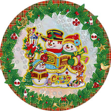 Load image into Gallery viewer, Diamond Painting - Partial Special Shaped - Christmas Wreath Snowman (30*30CM)