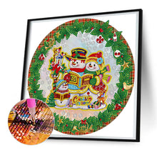Load image into Gallery viewer, Diamond Painting - Partial Special Shaped - Christmas Wreath Snowman (30*30CM)