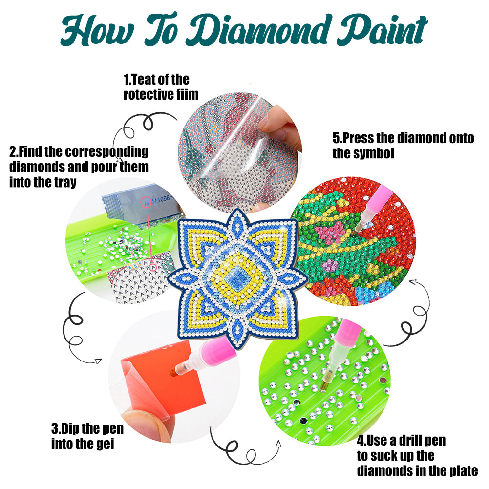Diamond Crafts Coasters Diamond Painting Coasters (6PCS Mandala)