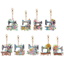 Load image into Gallery viewer, 9PCS Full Drill Keyring Sewing Machine Double Sided Rhinestone Painting Pendant