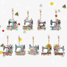 Load image into Gallery viewer, 9PCS Full Drill Keyring Sewing Machine Double Sided Rhinestone Painting Pendant