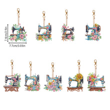 Load image into Gallery viewer, 9PCS Full Drill Keyring Sewing Machine Double Sided Rhinestone Painting Pendant
