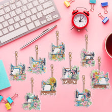Load image into Gallery viewer, 9PCS Full Drill Keyring Sewing Machine Double Sided Rhinestone Painting Pendant
