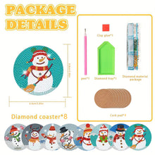 Load image into Gallery viewer, Diamond Painting Art Coaster Kit Special Shape (8PCS Xmas Snowman)