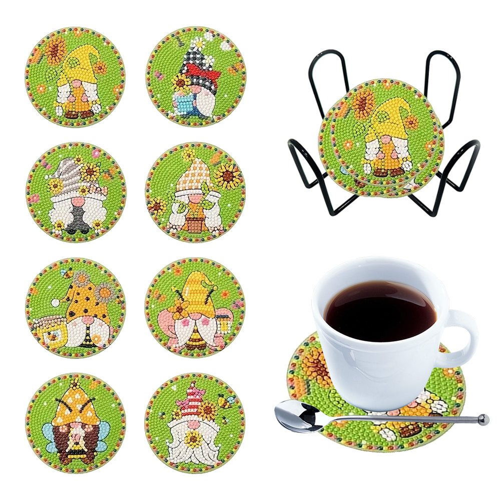 Diamond Painting Art Coaster Kit Special Shape (8PCS Garden Gnome)