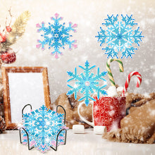 Load image into Gallery viewer, Diamond Painting Art Coaster Kit Special Shape (8PCS Winter Snowflakes)