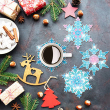 Load image into Gallery viewer, Diamond Painting Art Coaster Kit Special Shape (8PCS Winter Snowflakes)