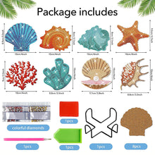 Load image into Gallery viewer, Diamond Painting Art Coaster Kit Special Shape (8PCS Seaside Shell)