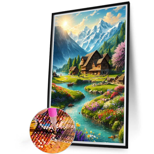Diamond Painting - Full Round - Scenery at the foot of snowy mountains (40*60CM)