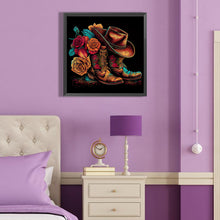 Load image into Gallery viewer, Diamond Painting - Full Round - floral cowboy boots (40*40CM)