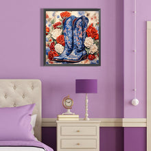 Load image into Gallery viewer, Diamond Painting - Full Round - floral cowboy boots (40*40CM)