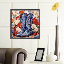 Load image into Gallery viewer, Diamond Painting - Full Round - floral cowboy boots (40*40CM)