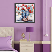 Load image into Gallery viewer, Diamond Painting - Full Round - floral cowboy boots (40*40CM)