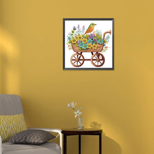 Load image into Gallery viewer, Diamond Painting - Partial Special Shaped - Little bird flower and cart (30*30CM)