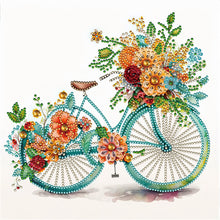 Load image into Gallery viewer, Diamond Painting - Partial Special Shaped - Flowers and Green Bicycle (30*30CM)