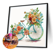 Load image into Gallery viewer, Diamond Painting - Partial Special Shaped - Flowers and Green Bicycle (30*30CM)