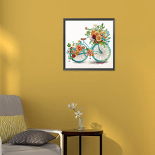 Load image into Gallery viewer, Diamond Painting - Partial Special Shaped - Flowers and Green Bicycle (30*30CM)