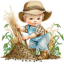 Load image into Gallery viewer, Diamond Painting - Partial Special Shaped - Farm Cowboy Kids (30*30CM)