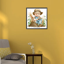 Load image into Gallery viewer, Diamond Painting - Partial Special Shaped - Farm Cowboy Kids (30*30CM)