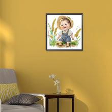 Load image into Gallery viewer, Diamond Painting - Partial Special Shaped - Farm Cowboy Kids (30*30CM)
