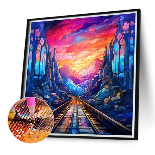 Diamond Painting - Full Round - mountain river glass art (40*40CM)