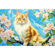 Load image into Gallery viewer, Diamond Painting - Full Round - cat surrounded by flowers (60*40CM)