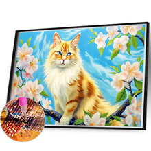 Load image into Gallery viewer, Diamond Painting - Full Round - cat surrounded by flowers (60*40CM)