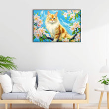 Load image into Gallery viewer, Diamond Painting - Full Round - cat surrounded by flowers (60*40CM)