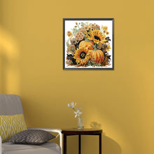 Load image into Gallery viewer, Diamond Painting - Partial Special Shaped - Autumn pumpkin sunflower (30*30CM)