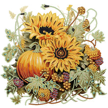 Load image into Gallery viewer, Diamond Painting - Partial Special Shaped - Autumn pumpkin sunflower (30*30CM)