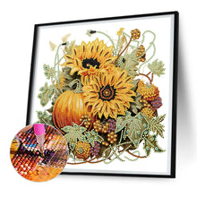 Load image into Gallery viewer, Diamond Painting - Partial Special Shaped - Autumn pumpkin sunflower (30*30CM)