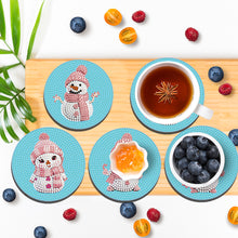 Load image into Gallery viewer, Diamond Painting Art Coaster Kit Acrylic Round with Holder (6pcs Snowman)