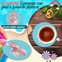 Load image into Gallery viewer, Diamond Painting Art Coaster Kit Acrylic Round with Holder (6pcs Snowman)