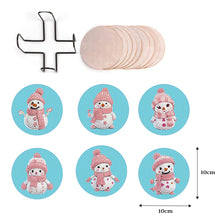 Load image into Gallery viewer, Diamond Painting Art Coaster Kit Acrylic Round with Holder (6pcs Snowman)