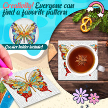 Load image into Gallery viewer, Diamond Painting Art Coaster Kit Acrylic Round with Holder (8pcs Butterfly)
