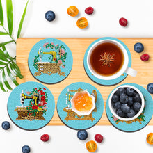 Load image into Gallery viewer, Diamond Painting Art Coaster Kit Acrylic Round with Holder (6pcs Sewing Machine)