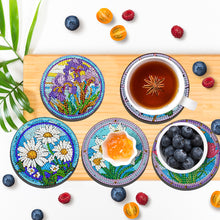 Load image into Gallery viewer, Diamond Painting Art Coaster Kit Acrylic Round with Holder (6pcs Glass Flower)