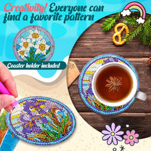 Load image into Gallery viewer, Diamond Painting Art Coaster Kit Acrylic Round with Holder (6pcs Glass Flower)