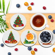 Load image into Gallery viewer, Diamond Painting Art Coaster Kit Acrylic Round with Holder (6pcs Christmas Tree)