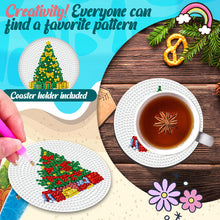 Load image into Gallery viewer, Diamond Painting Art Coaster Kit Acrylic Round with Holder (6pcs Christmas Tree)