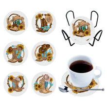 Load image into Gallery viewer, Diamond Painting Art Coaster Kit Acrylic Round with Holder (6pcs Chelsea Boots)