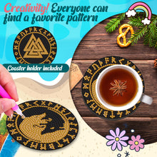 Load image into Gallery viewer, Diamond Painting Art Coaster Kit Acrylic Round with Holder (8pcs Black Gold)