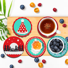 Load image into Gallery viewer, 8PCS Diamond Painting Art Coaster Kit Acrylic Special Shape Santa (#1)