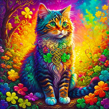 Load image into Gallery viewer, Diamond Painting - Full Round - Colorful four leaf clover cat (40*40CM)