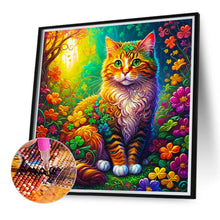 Load image into Gallery viewer, Diamond Painting - Full Round - cat in colorful four-leaf clover (40*40CM)