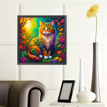 Load image into Gallery viewer, Diamond Painting - Full Round - cat in colorful four-leaf clover (40*40CM)