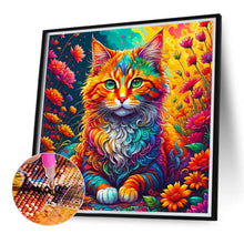 Load image into Gallery viewer, Diamond Painting - Full Round - Cat among colorful flowers (40*40CM)