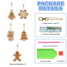 Load image into Gallery viewer, 5/6PCS Full Drill Keyring Xmas Dessert Cake Double Sided Xmas Bell Special Shape